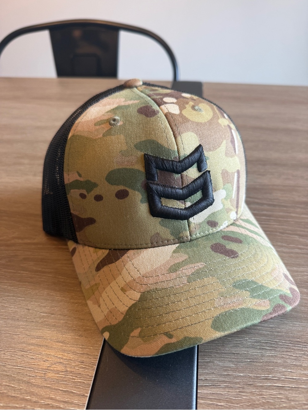Camo MTN OPS Trucker Hat with Black Raised Logo - Green
